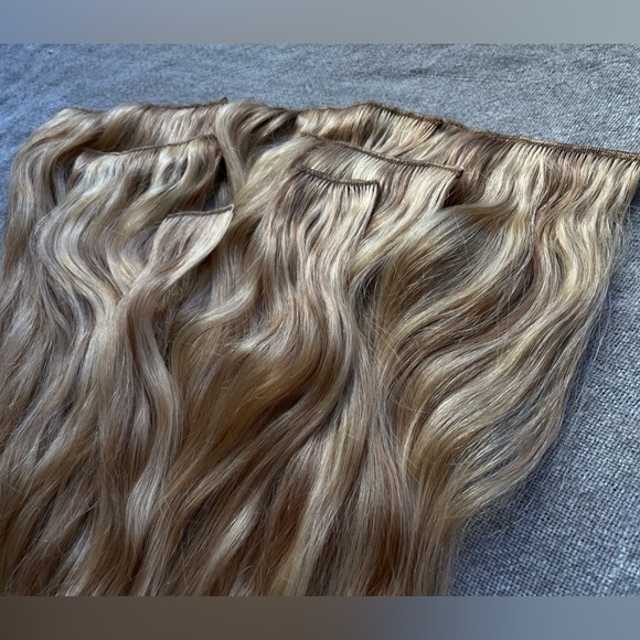 100% Remy Human Hair Golden Blonde Clip In Hair Extensions - Picture 4 of 7